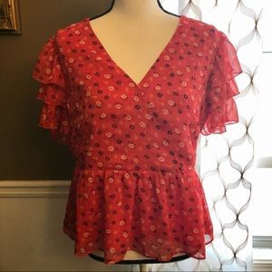 Madewell Tiered-Sleeve Peplum Top